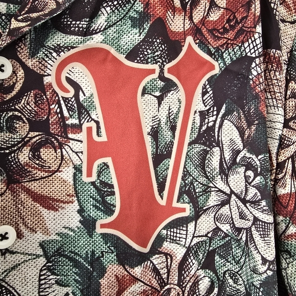 NWT Rebel Vengeance Skull Rose Floral Button Shirt Large - Picture 7 of 11